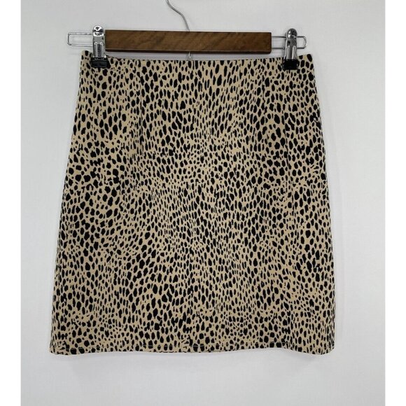 Brandy Melville Women's Tan Black Animal Leopard Print Mini Skirt‎ Size 3 - Picture 1 of 8
